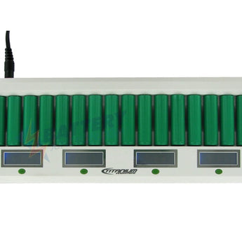 Titanium Innovations MD-1600L 16-Bay Smart Fast Battery Charger with LCD Display - NIMH AA and AAAs - AC 100-240V + DC Adapters