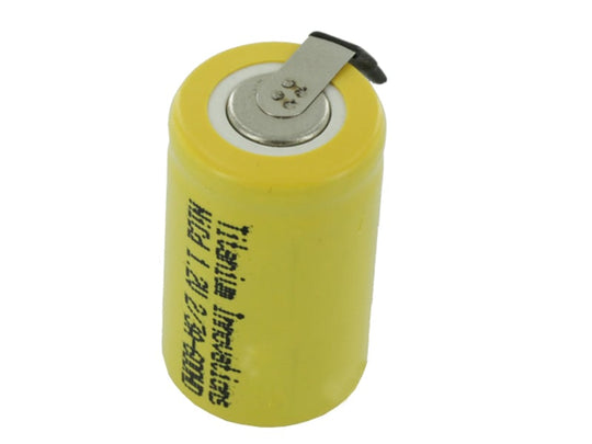 Titanium Innovations 2/3A 2/3 A 600mah NiCd 1.2V FLAT TOP w/ SOLDER TABS,  2C HIGH DISCHARGE RATE  2/3A-600HD-T
