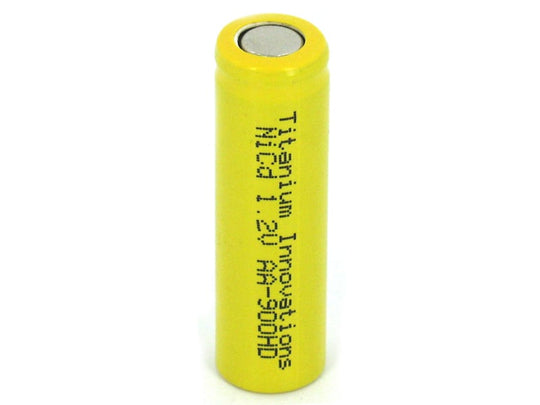Titanium Innovations AA NiCd 900mah 1.2V, FLAT TOP,  5C HIGH DISCHARGE RATE AA-900HD