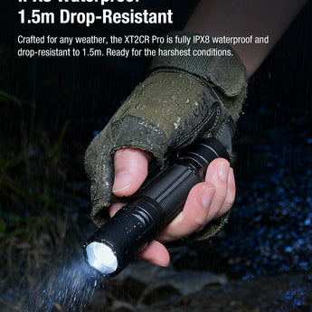 Klarus XT2CR Pro 2025 Next-Gen Tactical Flashlight - USB-C Rechargeable - 2,300 Max Lumens - Includes 1 x 18650 - Matte Black