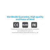 XTAR X2 Certification logos including CE, RoHS, and FCC on a white background with text about worldwide guarantee and peace of mind.