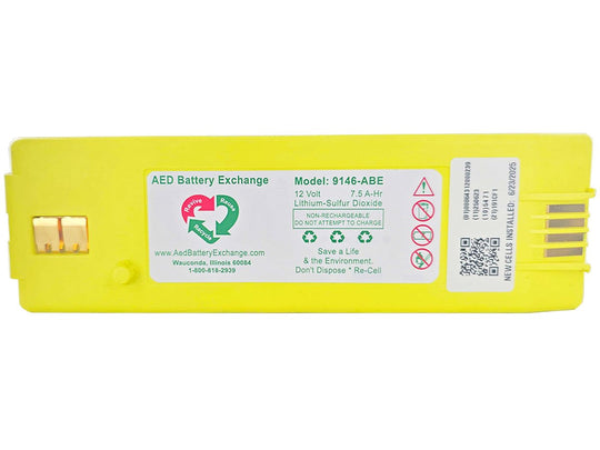 AED Replacement 9146 7500mAh 12V Lithium Sulfur Dioxide (LiSO2) Battery Pack for Cardiac Science™ Powerheart G3 and G3 Plus Defibrillators - Blue, White, or Yellow
