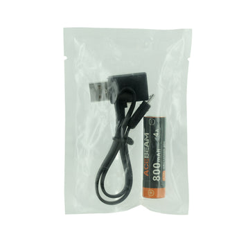 Acebeam ARC14500N-800 14500 800mAh 3.7V Protected Lithium Ion (Li-Ion) Button Top Battery with Built-in Micro USB Charging Port and USB to Micro USB Charging Cable