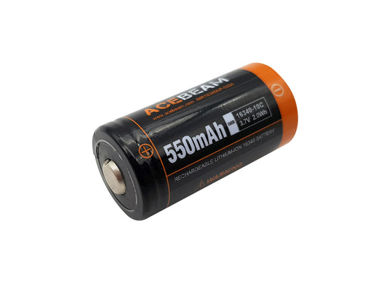 Acebeam IMR 16340 550mAh 3.7V Protected High-Drain Lithium Ion (Li-ion) Button Top Battery