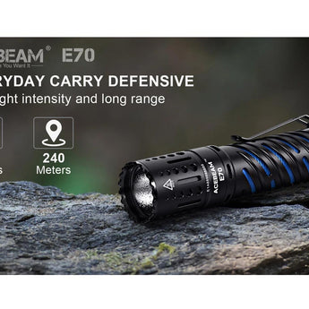 Acebeam E70-AL LED Flashlight - CREE XHP70.2 - 4600 Lumens - 6500K (Cool White) or 5000K (Neutral White) - Uses 1 x 21700 - Aluminum