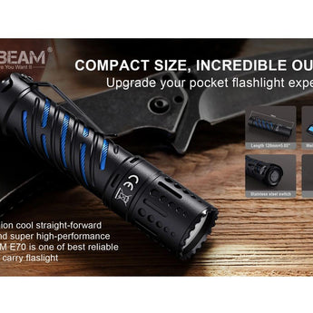 Acebeam E70-AL LED Flashlight - CREE XHP70.2 - 4600 Lumens - 6500K (Cool White) or 5000K (Neutral White) - Uses 1 x 21700 - Aluminum