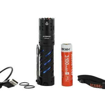Acebeam E70 Mini LED Flashlight - Nichia 519A - 2000 Lumens - Uses 1 x 18650