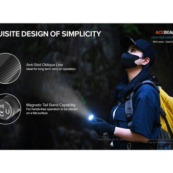 Acebeam E75 USB-C Rechargeable LED Flashlight - Cool White or High CRI LED Options - Includes 1 x 21700 - Anodized Black, Grey, Teal, Green, or MAO Gray Marbling