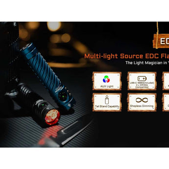 Acebeam EC20 EDC LED Flashlight - Includes 1 x 18650 with USB-C Charging Port - 1900, 2500, or 2800 Lumens - Multiple LED and Color Options
