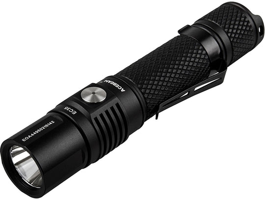 Acebeam EC35 LED Flashlight - CREE XPL HD - 1200 Lumens - Uses 1 x 18650 or 2 x CR123A - Tan