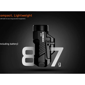 Acebeam G10 LED Weapon Light - 600 Lumens - Luminus SFT-25R - Includes 1 x 16340 with USB-C Charging Port - Black or Micro-Arc Oxidation (MAO) Gray Marbling