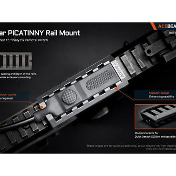 Acebeam G15 LED Weapon Light - 1800 Lumens - Luminus SFT-40 - Includes 1 x USB-C Rechargeable 18650