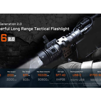 Acebeam L16 2.0 USB-C Rechargeable LED Flashlight - Luminus SFT-40 - 2100 Lumens - Includes 1 x 21700