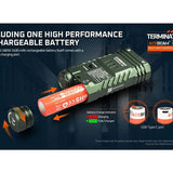 Acebeam Terminator M2 LED Flashlight - 2000-Lumen High CRI Black or 3200-Lumen Cool White OD Green - Includes 1 x USB-C Rechargeable 18650