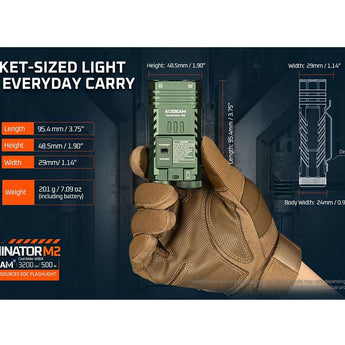 Acebeam Terminator M2 LED Flashlight - 2000-Lumen High CRI Black or 3200-Lumen Cool White OD Green - Includes 1 x USB-C Rechargeable 18650