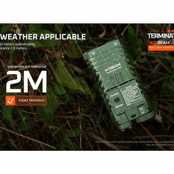 Acebeam Terminator M2 LED Flashlight - 2000-Lumen High CRI Black or 3200-Lumen Cool White OD Green - Includes 1 x USB-C Rechargeable 18650