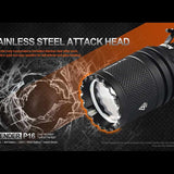 Acebeam Defender P16 USB-C Rechargeable LED Flashlight - 1800 Lumens - Luminus SFT40 - Includes 1 x 18650 - Black or Gray