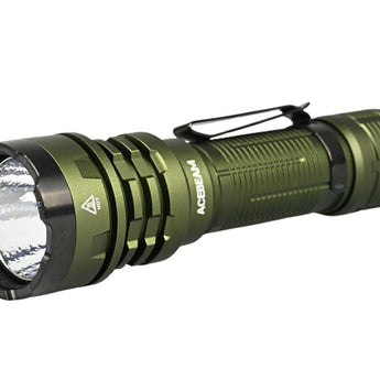 Acebeam Defender P17 Dual-Switch LED Flashlight - 4900 Lumens - CREE XHP70.3 HI - Includes 1 x USB-C Rechargeable 21700 - Black, Grey, OD Green, and Desert Sand