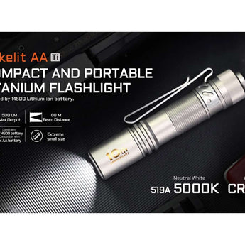 Acebeam Pokelit AA LED Flashlight - 500 Lumens - Nichia 519A - High CRI - Includes 1 x USB-C Rechargeable 14500 - Copper or Titanium - Copper, Damascus, or 10th Anniversary Edition