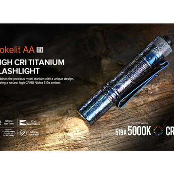 Acebeam Pokelit AA LED Flashlight - 500 Lumens - Nichia 519A - High CRI - Includes 1 x USB-C Rechargeable 14500 - Copper or Titanium - Copper, Damascus, or 10th Anniversary Edition