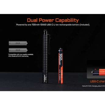 Acebeam PT20 LED Penlight - 500 Lumens - Luxeon HL4X - Includes 1 x 10880 - Black or Silver