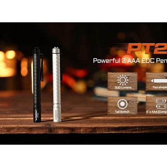 Acebeam PT20 LED Penlight - 500 Lumens - Luxeon HL4X - Includes 1 x 10880 - Black or Silver