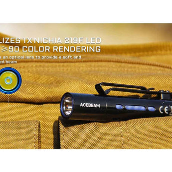 Acebeam Rider RX EDC LED Flashlight - 650 Lumens - NICHIA 219F - Includes 1 x USB-C Rechargeable 14500 - Rainbow, Blue