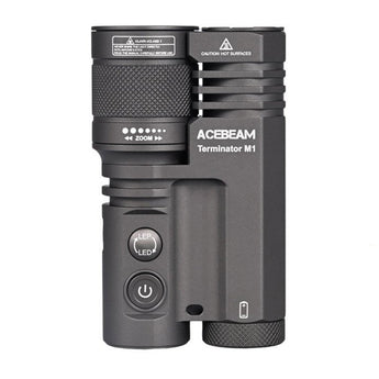 Acebeam Terminator M1 Dual Head LEP and LED Flashlight - 6500K or 5000K - Gray, Green, or MAO Marble Finish - Includes 1 x USB-C Rechargeable 21700