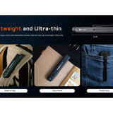 Acebeam UC20 USB-C Rechargeable EDC LED Flashlight Informational Slide - Lightweight and Ultra Thin