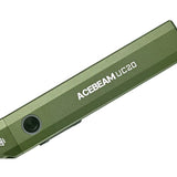 Green Acebeam UC20 USB-C Rechargeable EDC LED Flashlight Informational Slide - Angled View