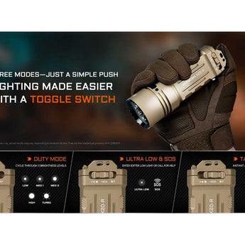 Acebeam X20-R LED Flashlight Informational Slide - Three Modes, Just a Simple Push