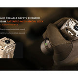 Acebeam X20-R LED Flashlight Informational Slide - Acebeam Patented Mechanical Lock