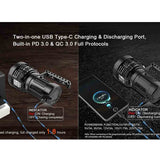 Acebeam X50 High Intensity USB-C Rechargeable Handheld Searchlight - 8 x CREE XHP70.2 - 40000 or 38000 Lumens - 6500K or 5000K - Uses Built-In 10.8V 4250mAh Li-ion Battery Pack