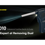 Nitecore AD10 Professional Cord-Free Electric Air Duster - High CRI LED - Uses Built-in 28.86Wh Li-ion Battery Pack