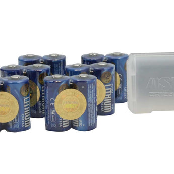 ASP 3028 CR123A (12PK) 1700mAh 3V Lithium Primary (LiMnO2) Button Top Photo Batteries - 12-Pack with Link Case