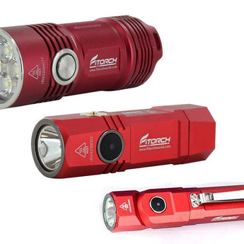 BUNDLE: 1 x Fitorch P25 Little Fatty LED Flashlight with Fitorch ER20 Rechargeable LED Flashlight and Fitorch ER26 Rechargeable LED Flashlight - Red