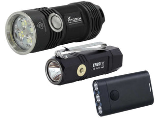 BUNDLE: 1 x Fitorch P25 Little Fatty LED Flashlight with 1 x Fitorch K3 Lite Rechargeable LED Keychain Light and 1 x Fitorch ER20 Rechargeable LED Flashlight - Black