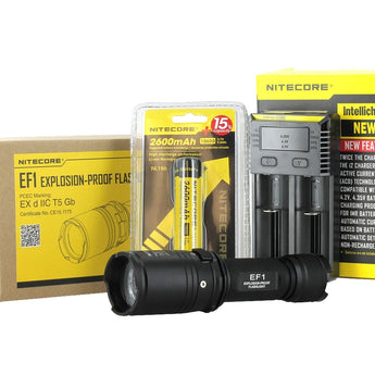 Nitecore EF1 Explosion-Proof Flashlight Combo - CREE XM-L2 U3 LED - 830 Lumens - With Battery and Charger