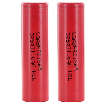 BUNDLE: 2 x LG HE2 ICR 18650 2500mAh 3.6V Unprotected High-Drain 20A Lithium Ion (Li-ion) Flat Top Batteries