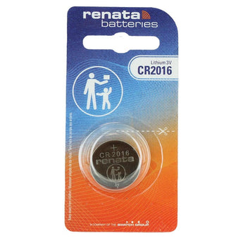 Renata CR2016-CU 90mAh 3V Lithium Primary (LiMNO2) Coin Cell Battery - 1 Piece Small Retail Card
