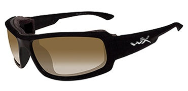 Wiley X Airborne Climate Control Sunglasses Rx Ready with High Velocity Protection - Gloss Black Frame with LA Light Adjusting Bronze Lenses (CCAIR06)