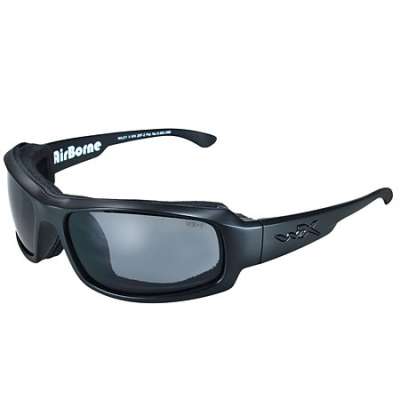 Wiley X Airborne Climate Control Sunglasses Rx Ready with High Velocity Protection - Black Ops Matte Black Frame with Smoke Grey Lenses (CCAIR07)
