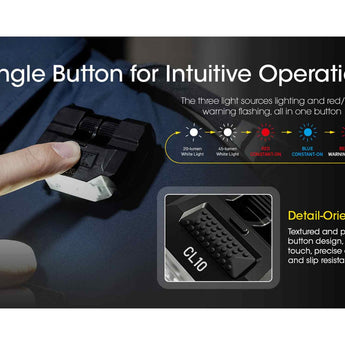 Nitecore CL10 LED Clip Light - White Red Blue Light - 45 Lumens - 2 x AAA (Included)