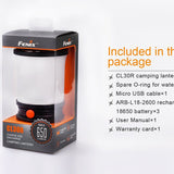 Fenix CL30R USB Rechargeable Camping Lantern / Power Bank - Neutral White LED - 650 Lumens - Includes 3 x 18650s - Black