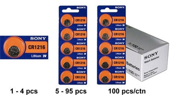 MuRata CR1216 30mAh 3V Lithium Primary (LiMnO2) Coin Cell Watch Battery - 1 Piece Tear Strip, Sold Individually