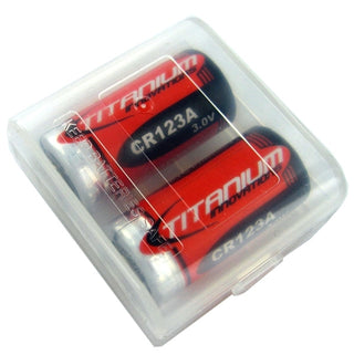 Clear Battery Case Holds 2 CR123A Batteries
