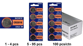 MuRata CR2016 85mAh 3V Lithium Primary (LiMnO2) Coin Cell Watch Battery - 1 Piece Tear Strip, Sold Individually