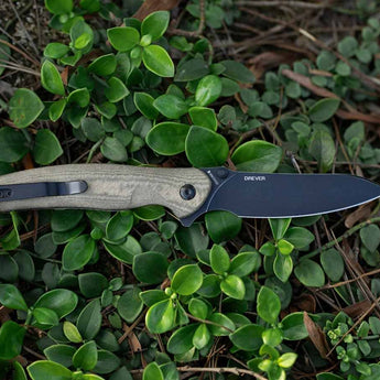 Olight Drever Oknife - 3.36 Inch Blade, Sheepsfoot, Straight Edge - G10 or Micarta Handle - Stonewashed Blade - Black, Blue, OD Green, White (Limited Edition), or Orange (Limited Edition)