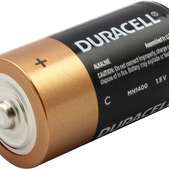 Duracell Coppertop Duralock MN1400 C Cell 1.5V Alkaline Button Top Battery - Assembled in the USA with Foreign and Domestic Parts - Contractor Pack Priced Per Cell