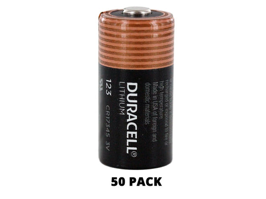 Duracell CR123A Vertical View Battery 50 Pack